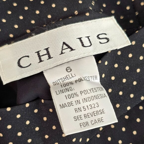 Chaus Womens Size 6 Black & Tan Polka Dot Polyester Pants Vintage HS159 - Picture 3 of 9